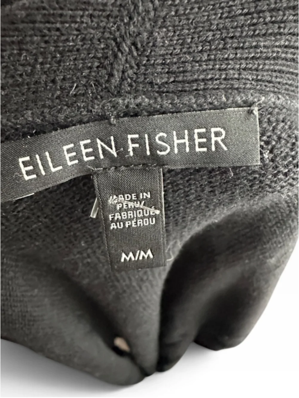 Eileen Fisher knit cardigan open front sweater light weight black oversized sz M